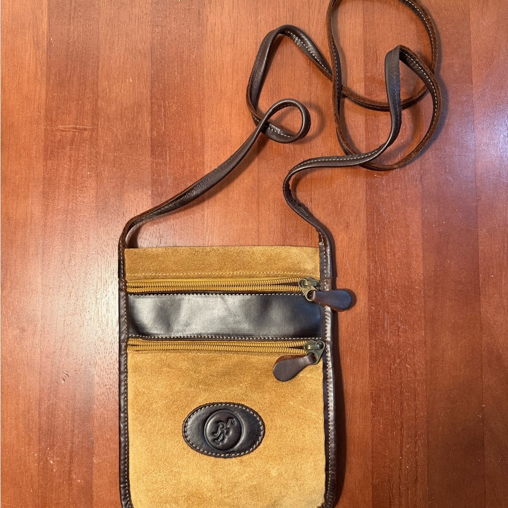 Brown and Black Leather Crossbody Bag